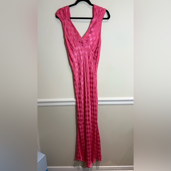 Jen's Pirate Booty Wavecrest Maxi/Midi Hot Pink Check Jacquard Size Small - Picture 6 of 14